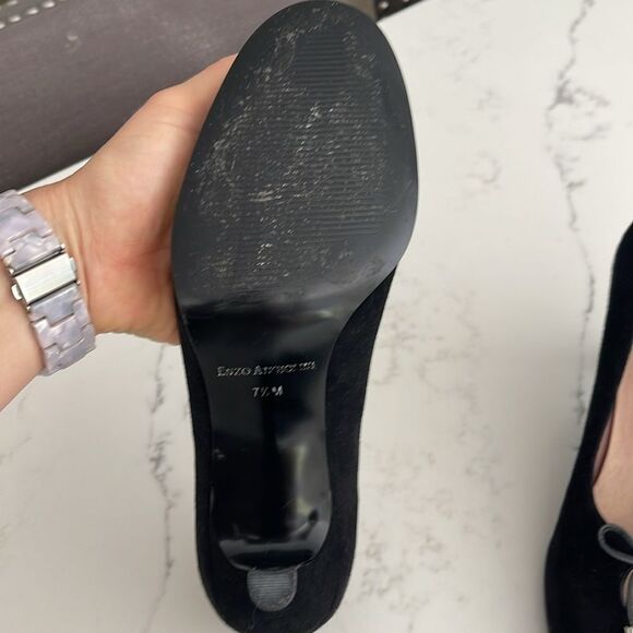 Enzo Angiolini black leather tie Bow heel size 7.5 - Picture 5 of 5